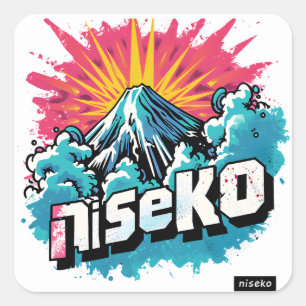 Pegatina Cuadrada Explosión Retro Niseko - Juego de Pegatinas de esq