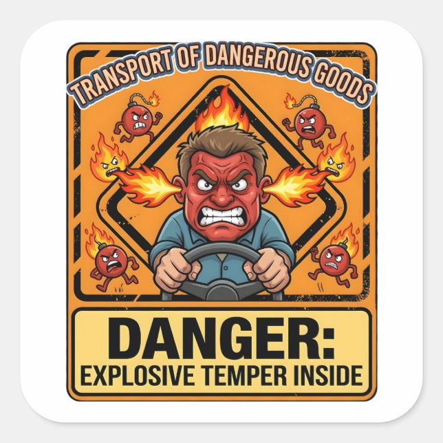 Pegatina Cuadrada Explosive Temper Trucker | ADR digital download (Anverso)