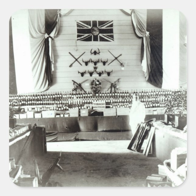 Pegatina Cuadrada Exposición de Trinidad y Tabago, 1890 (Anverso)