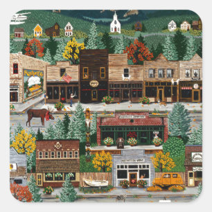 Pegatina Cuadrada "Exposición del Norte" ~ Roslyn, Washington