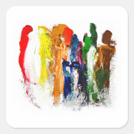 Pegatina Cuadrada Expresión abstracta de figuras humanas en movimien