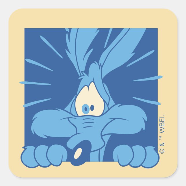 Pegatina Cuadrada Expresión de Shock de WILE E. COYOTE™ (Anverso)