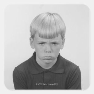 Pegatina Cuadrada Expresiones faciales del muchacho