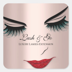 Pegatina Cuadrada Extensión de latigazo de artista de maquillaje Lím