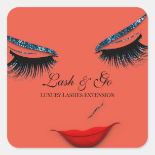 Pegatina Cuadrada Extensión de latigazo de artista maquillaje Labios