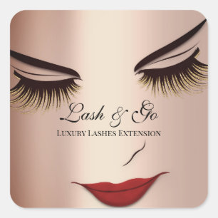 Pegatina Cuadrada Extensión de latigazo de maquillaje Artista Labios
