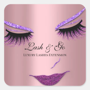 Pegatina Cuadrada Extensión de latigazos de artistas de maquillaje L
