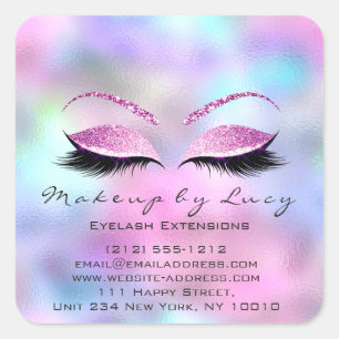 Pegatina Cuadrada Extensión Eyelash Maquillaje Salón De Belleza Ombr