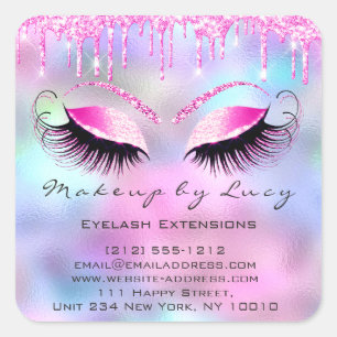 Pegatina Cuadrada Extensión Eyelash Maquillaje Salón De Belleza Perf