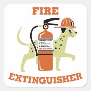 Pegatina Cuadrada Extinguidor de incendios