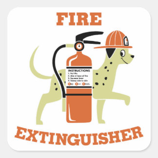 Pegatina Cuadrada Extinguidor de incendios