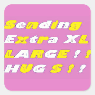 Pegatina Cuadrada Extra Large Hugs diseño gráficos de color amarillo