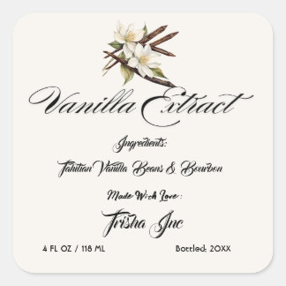 Pegatina Cuadrada Extracto de vainilla para pequeñas empresas person