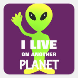Pegatina Cuadrada Extranjero, Personalizado Divertido En El Espacio 