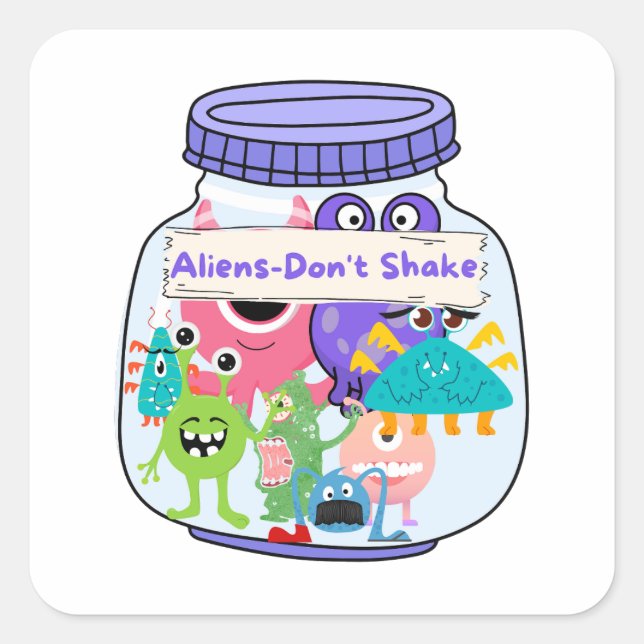 Pegatina Cuadrada Extranjeros en un Jar (Anverso)