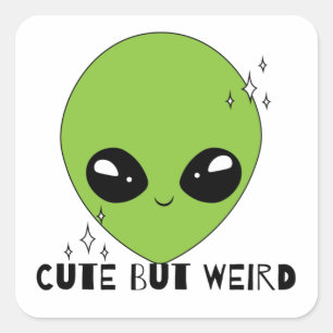 Pegatina Cuadrada Extraterrestre cursi pero extraño