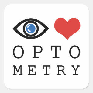 Pegatina Cuadrada Eye Love Heart Optometría - Gráfico de ojo de opto