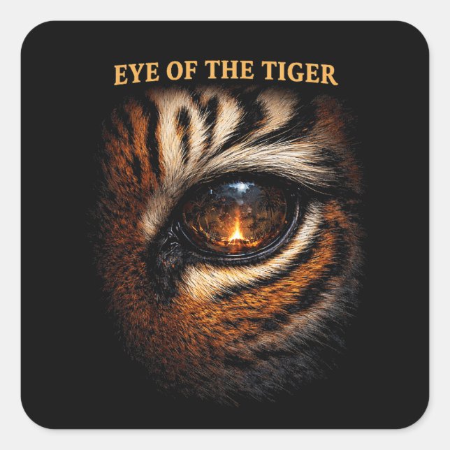Pegatina Cuadrada Eye of the Tiger (Anverso)