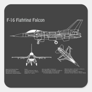 Pegatina Cuadrada F-16 Luchando contra el Halcón - Planes de huella