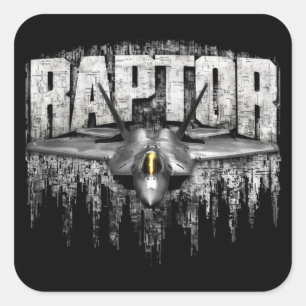 PEGATINA CUADRADA F-22 RAPTOR