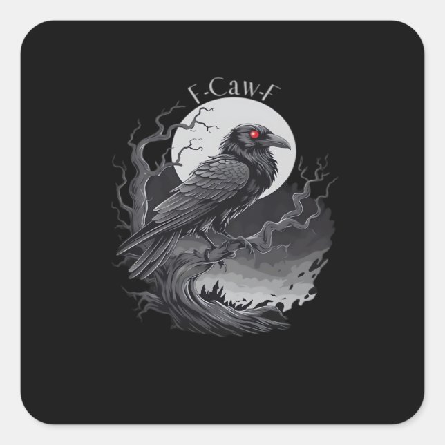 Pegatina Cuadrada F-Caw-F Classic Minimal Clean (Anverso)