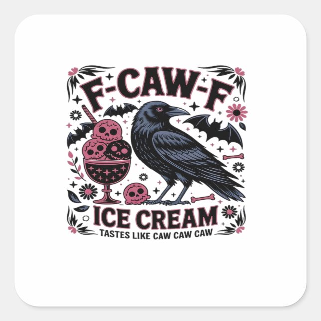 Pegatina Cuadrada F Caw F Funny Trendy (Anverso)