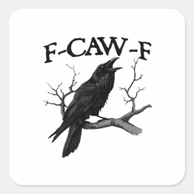 Pegatina Cuadrada F Caw F Gráfico Clásico Vintage (Anverso)