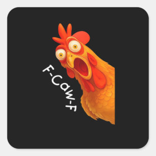 Pegatina Cuadrada F-Caw-F Pollo Esencial Clásico Retro