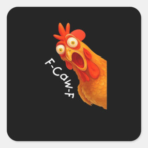 Pegatina Cuadrada F-Caw-F Pollo Esencial Minimal Limpio