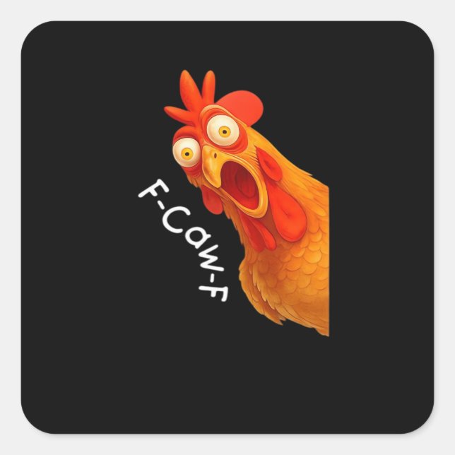 Pegatina Cuadrada F-Caw-F Pollo Esencial Minimal Limpio (Anverso)