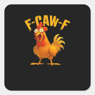 Pegatina Cuadrada F-Caw-F-Pollo Vintage Esencial Genial
