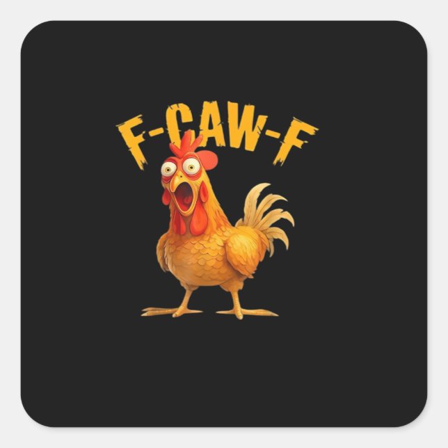 Pegatina Cuadrada F-Caw-F Retro Clásico (Anverso)