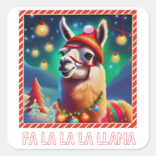 Pegatina Cuadrada Fa La La La Lama