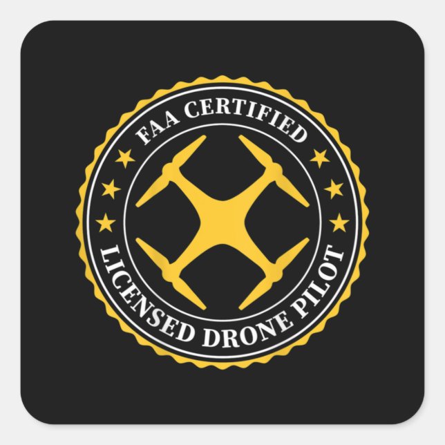 Pegatina Cuadrada FAA Certified Licensed Drone Pilot - BACK DESIGN (Anverso)
