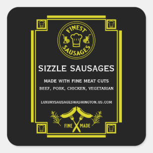 Pegatina Cuadrada Fabricantes de salchicha
