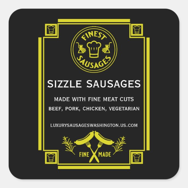 Pegatina Cuadrada Fabricantes de salchichas (Anverso)