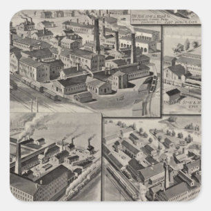 Pegatina Cuadrada Fábricas del peck, del arrumage y de Wilcox
