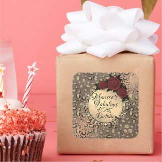 Pegatina Cuadrada Fabuloso 40º cumpleaños del Rosa Leopardo Personal