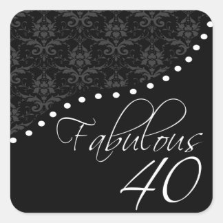 Pegatina Cuadrada Fabuloso 40 fiesta personalizada de cumpleaños neg