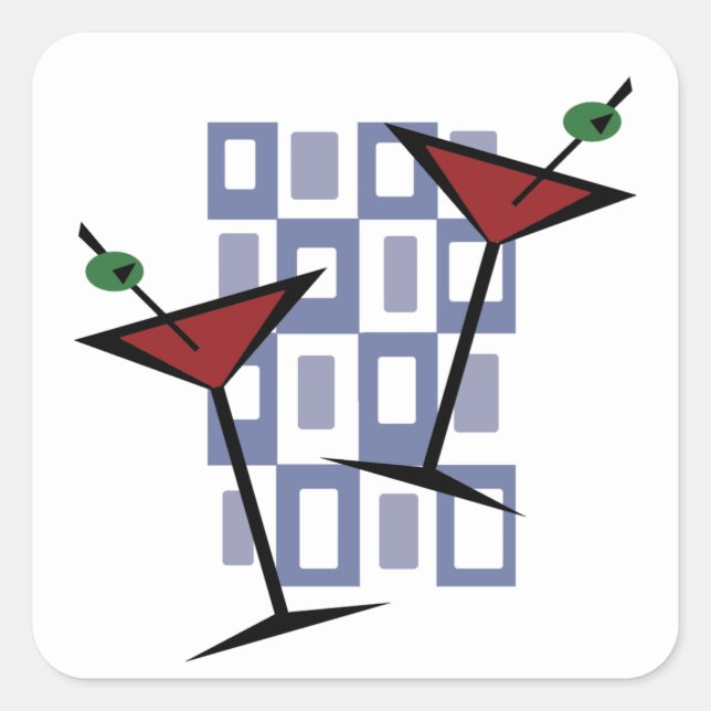 Pegatina Cuadrada Fabuloso Martini estilo vintage (Anverso)