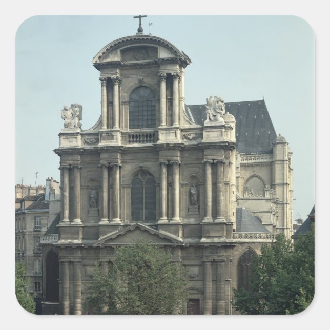 Pegatina Cuadrada Fachada de la iglesia de Saint-Gervais (Anverso)