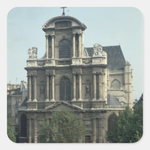 Pegatina Cuadrada Fachada de la iglesia de Santo-Gervais