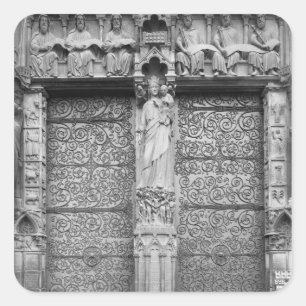 Pegatina Cuadrada Fachada de Notre-Dame, portal izquierdo, París