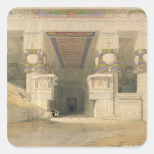 Pegatina Cuadrada Fachada del Templo de Hathor