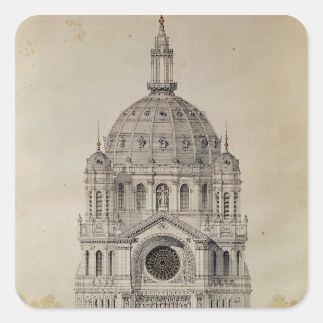 Pegatina Cuadrada Fachada occidental de la Iglesia de San Agustín (Anverso)