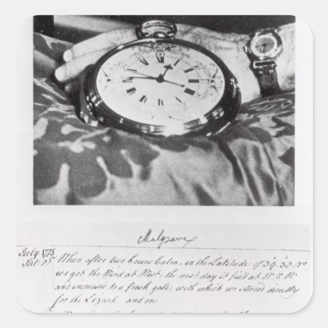 Pegatina Cuadrada Facsímil del ronómetro de bolsillo (Anverso)