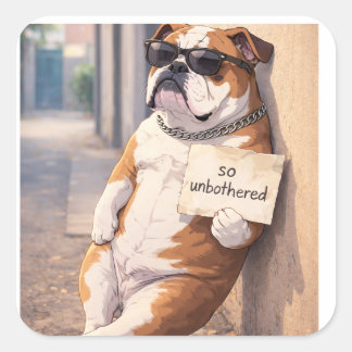 Pegatina Cuadrada FAFO — Unbothered Bulldog Sticker