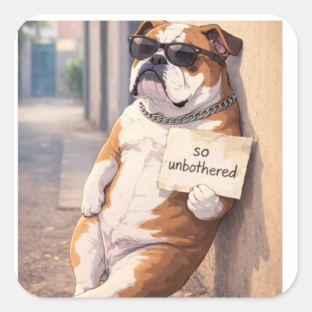 Pegatina Cuadrada FAFO — Unbothered Bulldog Sticker (Anverso)