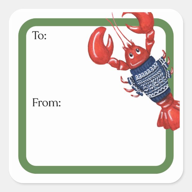 Pegatina Cuadrada Fair Isle Lobsters Square Sticker (Anverso)
