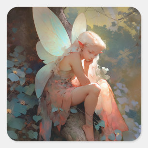 Pegatina Cuadrada Fairy Chica Fantasy Art